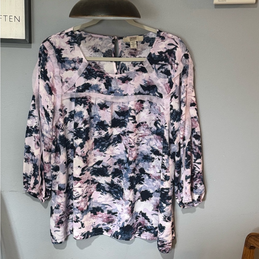 American Vintage Lavender Floral Blouse - Size XXL